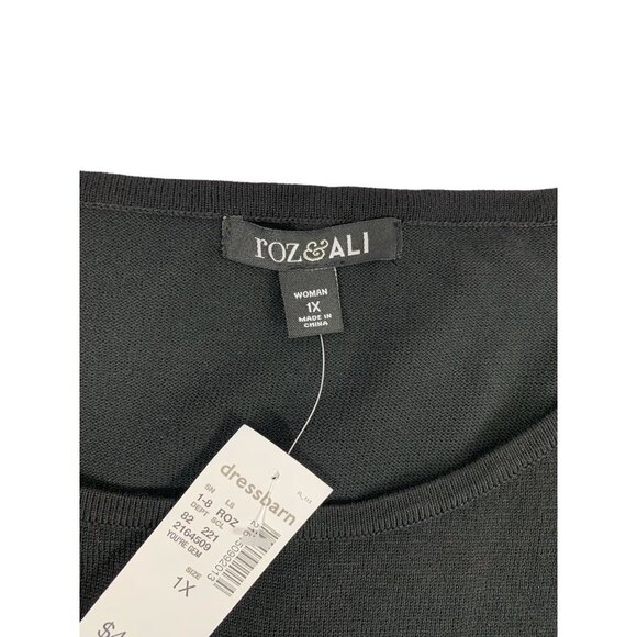 Roz & Ali Women's Onyx Black Cold Shoulder Blouse - Picture 3 of 7